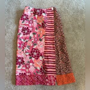 Pink Floral Midi Skirt